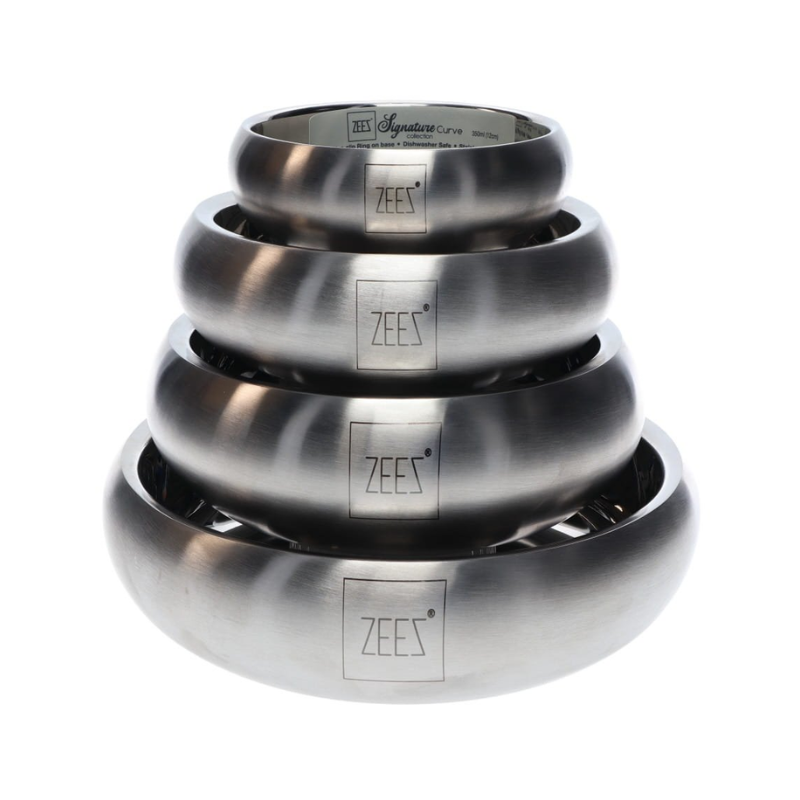 Double-Walled Stainless Steel Curved Bowl